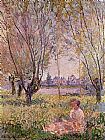 Claude Monet Wall Art - Woman Sitting under the Willows
